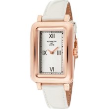 Kenneth Jay Lane Watches Women's White Textured Dial White Genuine Lea