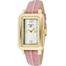 Kenneth Jay Lane Watches Women's White Textured Dial Pink Genuine Leat