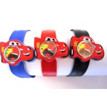 Kids Slap On Watch Cars Mcqueen Slap Quartz Wrist Watch Gift Party Filler (b16