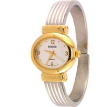 Kim RogersÂ® Silver/Gold Women's Two-Tone Ridged Cuff Watch