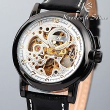 Ks Auto Mechanical Skeleton Analog 42mm Mens Sport Wrist Watch Water Resistance