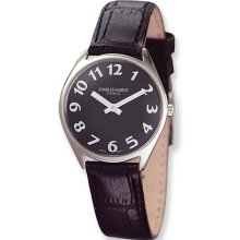 Ladies Charles Hubert Leather Band Black Dial Super Slim Watch No. 6687-B