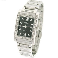 Ladies' Charles Hubert Stainless Steel Black Dial with Date & Swarovski Crystals Classic Watch