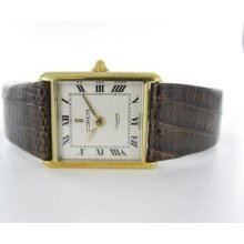 Ladies Corum 18kt Yellow Gold Watch Leather Band Classic Woman Vintage Jewelry