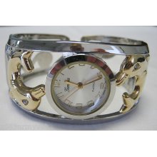 Ladies Geneva Twotone Dolphin Bracelet Watch 5 For Beach Florida Fans