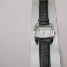 Ladies Glam Watch White Face Black Sparkly Strap