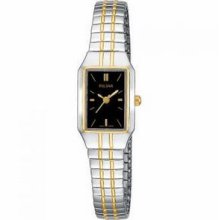 Ladies Pulsar Traditional Wrist Watch W/ Silvertone & Gold Accents