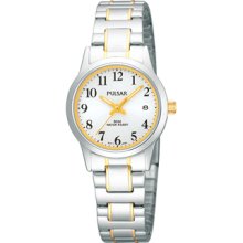 Ladies Pulsar Two Tone Stainless Steel White Dial Expansion Watch