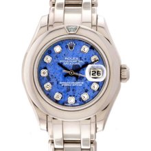 Ladies Rolex Masterpiece/Pearlmaster Watch 80329 Sodalite Diamond Dial