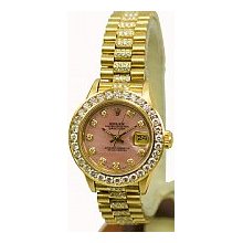 Ladies Rolex President Watch - Diamond Bracelet Pink Dial - Pre-Owned