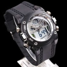 Latest Men Fashion Ohsen Black Tone Digital Alarm Rubber Strap Diving Watch