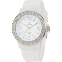 Laurens Women's Gw70j901y Swarovski Crystal Bezel White Dial Rubber Watch