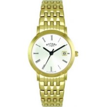 LB02624-01 Rotary Ladies Gold Plated White Dial Bracelet Watch