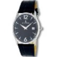 Le Chateau Men's 2672M_BLK Index Markings Dial with Date and Leather
