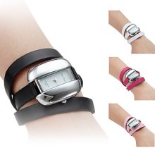 Leather Women's PU Band Style Analog Quartz Bracelet Watch (Assorted Colors)