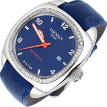 Locman Designer Men's Watches, 1970 - Diamond Bezel Blue Automatic Watch