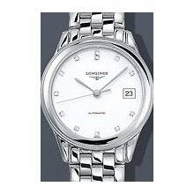Longines Flagship Automatic Diamond 35.5mm Watch - White Dial, Stainless Steel Bracelet L47744276 Sale Authentic