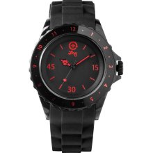 LRG Unisex Longitude Analog Plastic Watch - Black Rubber Strap - Black Dial - WLON104001-BL58