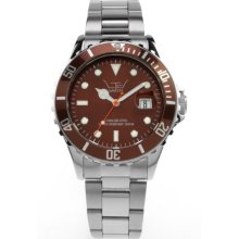 Ltd Watch Unisex Limited Edition Steel Diver Collection Watch Ltd 210105 With Brown Dial And Brown Rotating Divers Bezel