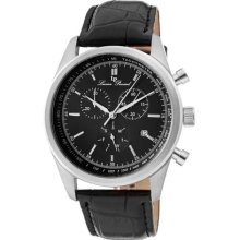 Lucien Piccard Watches Men's Eiger Chronograph Black Dial Black Genuin