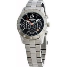 Luigi Chrono Mid Ladies Watch with Silver Metal Band and Black Di ...