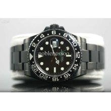 Luxury Mens Black Dlc Pvd Gmt Ii Perpetual Date Automatic Sapphire B