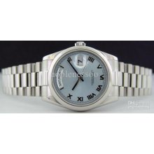 Luxury Mens Daydate Platinum President Rome Glacier 118206 Automatic