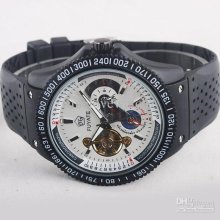 Luxury Style 4pcs Day Night Silver-tone Face Pu Band Automatic Mecha