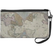 Map of the World 16 Wristlet Clutch