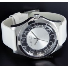 Marc By Marc Jacobs Women 39mm Stainless Steel White Leather Strap Mbm1241