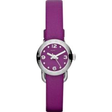 MARC-JACOBS MARC-JACOBS Amy Dinky Silver Tone Purple Dial Leather Watch