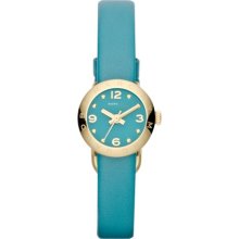 MARC-JACOBS MARC-JACOBS Amy Dinky Gold Tone Teal Dial Leather Watch