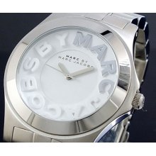 Marc Jacobs Womens Watch Silver Steel Large Rivera White W/ Box Mbm3133