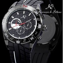 Men Automatic Mechanical Day Date Analog Black Dial Silicone Sport Wrist Watch