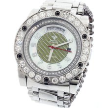 Mens Aqua Master Automatic Green Dial Round Case7.65ct White Diamond Watch 119