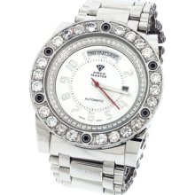 Mens Aqua Master Automatic White Dial Round Case 7.65ct White Diamond Watch 119