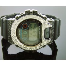 Men's Casio G Shock Cz White & Black Crystal Silver tone Case Watch