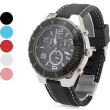 Men's Casual Style Silicone Quartz Analog Wrist Watch with Rotatable Bezel (Assorted Colors)