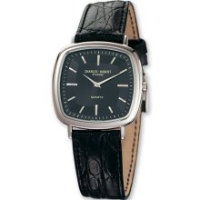 Mens Charles Hubert Leather Band Black Dial Retro Watch