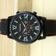 Men's Cool Sports Quartz Watch Ð¡Ð¼Ð¾Ñ‚Ñ€ÐµÑ‚ÑŒ Big Round Face Black Silicone Band