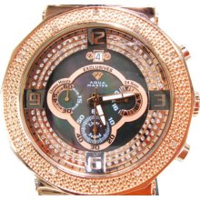 Mens Diamond Aqua Master W-300 Exclusives Rose Round Cut Watch 0.60ct