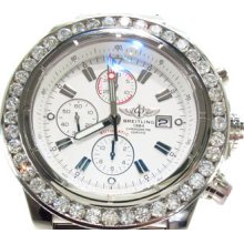 Mens Diamond Breitling Super Avenger Watch Round Cut G Color 8.50ct