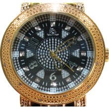 Mens Diamond Techno Master Watch Round Cut H Color TM-2132 0.12ct