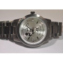 Mens Disney Mickey Mouse Silver Dial Grey Steel Bracelet Watch Mck973