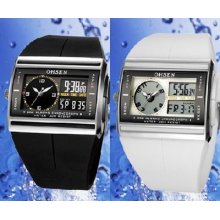 Mens Dual Core Display Chronograph Sport Wrist Watch Good Quality Two Color A++