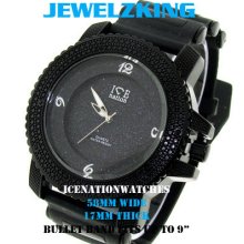 Men's Ice Nation/pave Master Iced Out Black Hip Hop Silicone Band Watch
