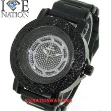 Mens Iced Out Ice Nation Hip Hop Watch With Bullet Band 1395