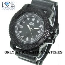 Mens Iced Out Ice Nation Hip Hop Watch With Bullet Band 1549