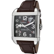 Men's Paramount Square Automatic Grey Dial Dark Brown Alligator ...