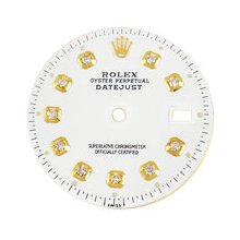 Mens Rolex Datejust Aftermarket Diamond Dial, White, Yellow Gold